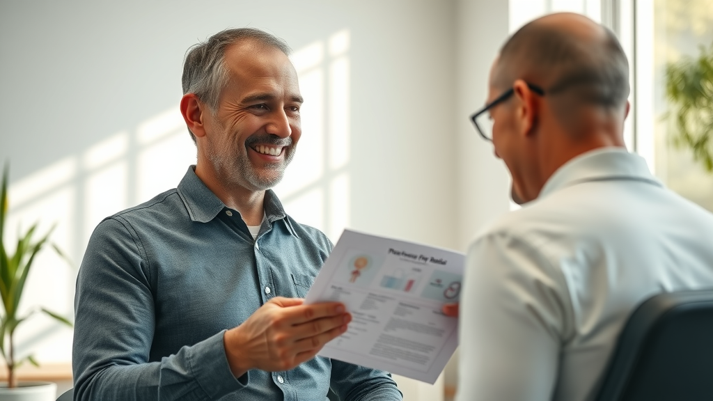 Chiropractor and functional medicine practitioner consulting patient in modern clinic, discussing treatment plan